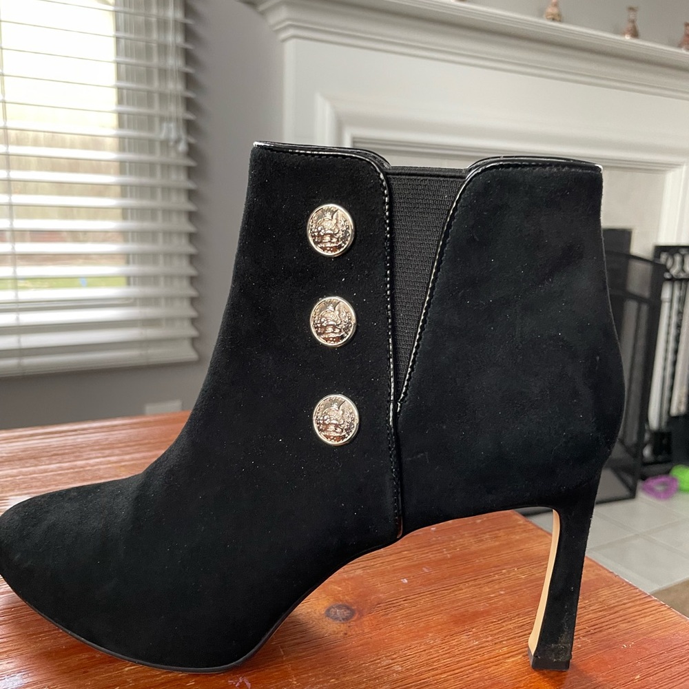 White House Black Market Suede mid-heel bootie